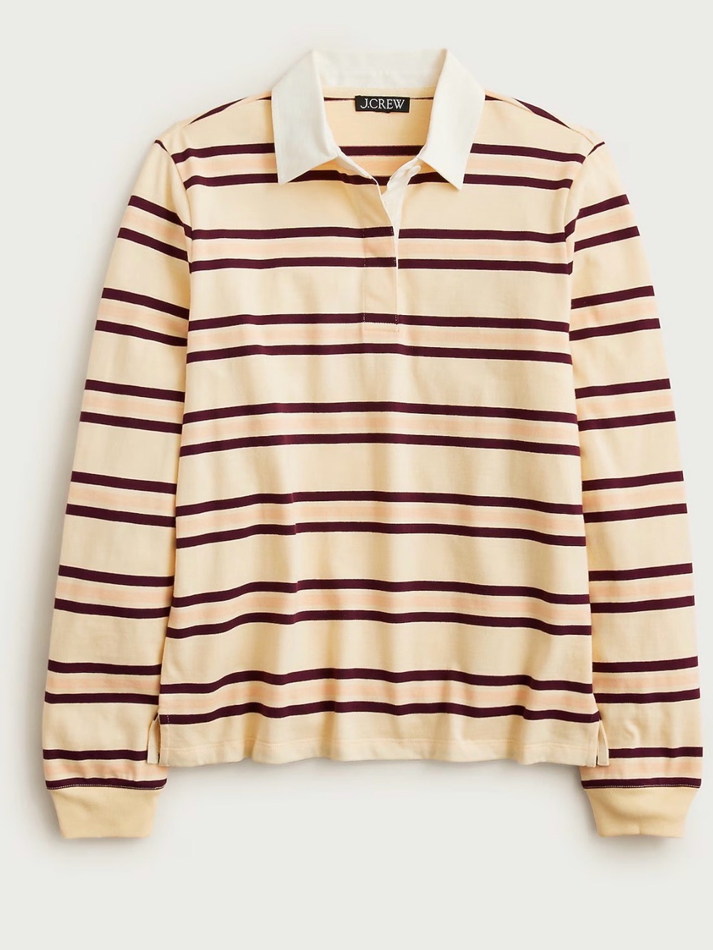 NWT J. Crew premium weight classic rugby in Jane stripe candle cherry sz S